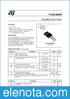 STMicroelectronics T1230-600W datasheet
