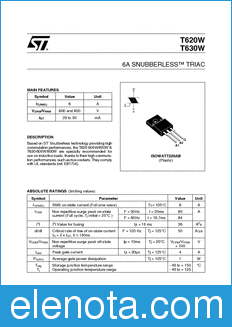 STMicroelectronics T620W datasheet