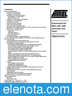 Atmel T89C51CC01 datasheet