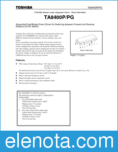 Toshiba TA8400P/PG datasheet