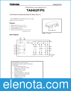 Toshiba TA8492P/PG datasheet