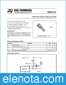 STMicroelectronics TDA1151 datasheet