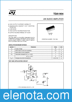 STMicroelectronics TDA1904 datasheet