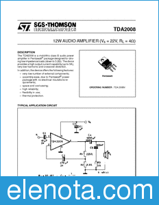 STMicroelectronics TDA2008 datasheet