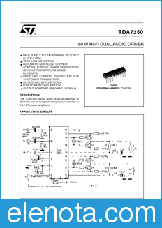 STMicroelectronics TDA7250 datasheet