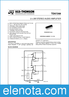 STMicroelectronics TDA7268 datasheet