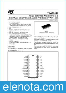 STMicroelectronics TDA7443D datasheet