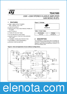 STMicroelectronics TDA7490 datasheet