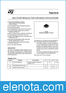 STMicroelectronics TDA7519 datasheet