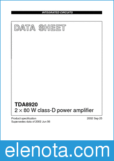 Philips TDA8920 datasheet