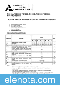Comset Semiconductor TIC106C datasheet