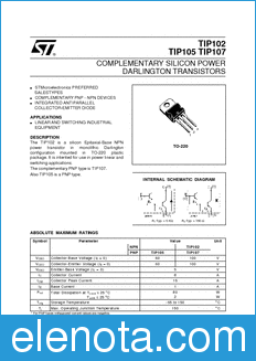 STMicroelectronics TIP102 datasheet