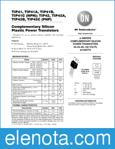 ON Semiconductor TIP41A datasheet