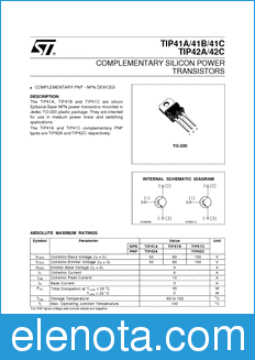 STMicroelectronics TIP41A datasheet