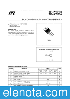 STMicroelectronics TIP47 datasheet