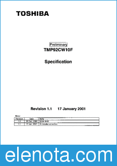 Toshiba TMP92CW10F datasheet