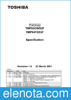 Toshiba TMP92CW53F datasheet