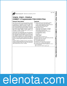 National Semiconductor TP3070-X datasheet