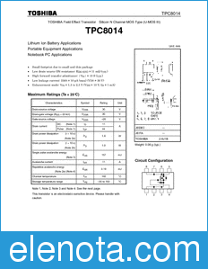 Toshiba TPC8014 datasheet