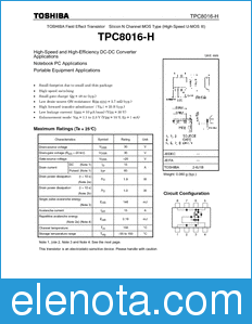 Toshiba TPC8016-H datasheet