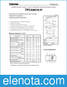 Toshiba TPCA8016-H datasheet