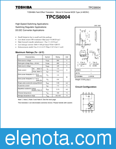 Toshiba TPCS8004 datasheet