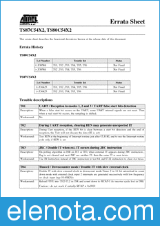 Atmel TS80C54X2 Errata Sheet datasheet