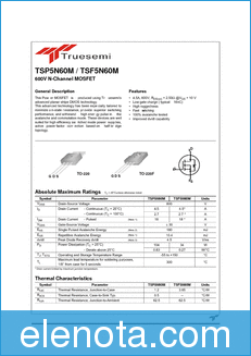 Truesemi TSF5N60M datasheet
