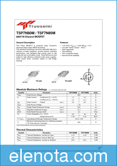 Truesemi TSP7N80M datasheet