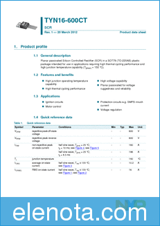 NXP TYN16-600CT datasheet