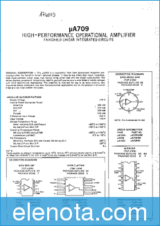 Fairchild Semiconductor UA709 datasheet