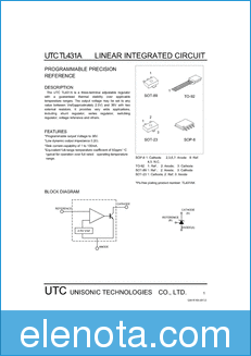 Unisonic Technologies UTC TL431A datasheet