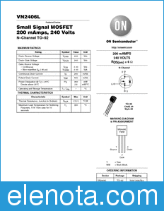 ON Semiconductor VN2406L datasheet