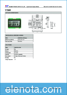 XIAMEN VTRONIC OPTICS VT009 datasheet