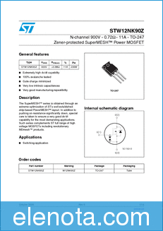 STMicroelectronics W12NK90Z datasheet