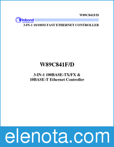 Winbond W89C841F datasheet