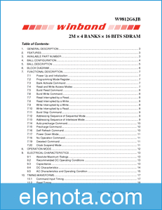 Winbond W9812G6JB datasheet