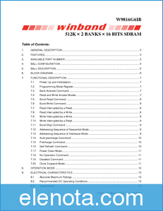 Winbond W9816G6IB datasheet