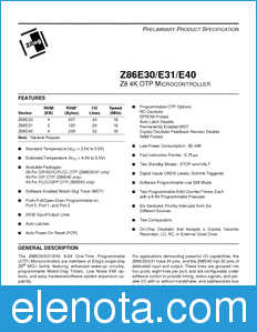 Zilog Z86E40 datasheet
