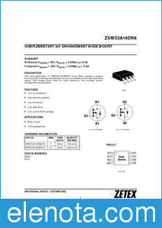 Zetex ZXMC3A16DN8 datasheet