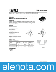 Zetex ZXMD65P02N8 datasheet
