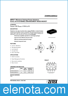 Zetex ZXMN3AM832 datasheet