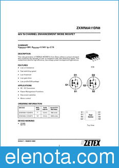 Zetex ZXMN6A11DN8 datasheet