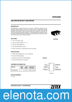 Zetex ZXSC400 datasheet