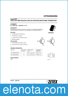 Zetex ZXTD09N50DE6 datasheet